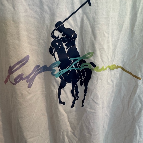 Ralph Lauren White Tee with Multicolor Logo - Picture 4 of 7